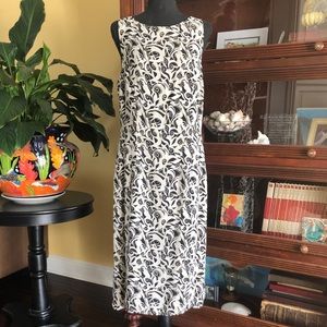 White, tan, black swirl dress-14
